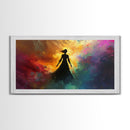 Woman Silhouette Sunset Canvas Print, Goddess Art Print, Romance Painting, Moody Woman Art, Bedroom Art, Fall Art, Vertical Wall Art
