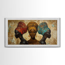 Elegant African Women Canvas Print, Bold Afrocentric Wall Art Decor, Moody Abstract Painting, Unique Bedroom Art Gift Idea