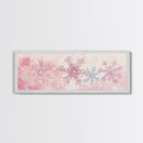Hand-Painted Snowflake Art Canvas Print, Christmas Rustic Winter Wall Decor, Light Pink Abstract Artwork, Cozy Living Room Art Gift