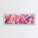 Gemstone Painting Canvas Print with Whimsical Crystal Colors, Gift Idea with Pink Orange Wall Art Accents, Boho Vertical Art
