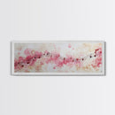 Pink Musical Notes Canvas Print, Rustic Abstract Artwork for Living Room, Nostalgic Art Nouveau Style, Horizontal Wall Art Decor