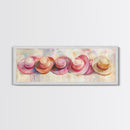 Pink Hats Wall Art Canvas Print Pearlescent Elements, Minimalist Abstract Artwork, Perfect Addition to Feminine Rustic Decor
