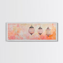 Moroccan Lanterns Canvas Print Pink Orange Wall Art Boho Decor Rustic Living Room Artwork Horizontal Farmhouse Style Gift Idea