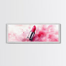 Pink Lipstick Art Canvas Print, Modern Makeup Wall Art, Feminine Decor, Light Pink Abstract Art, Whimsical Beauty Art