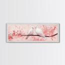 White Dove Painting on Cherry Branch, Canvas Print, Cherry Blossom Art, Bedroom Aesthetic, Whimsical Decor, Spring Wall Art Style