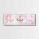 Elegant Chandelier Art Framed Canvas Print Light Pink Wall Art Minimalist Décor Horizontal Art Bedroom Living Room Gift Idea
