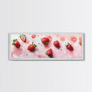 Strawberry Fruit Kitchen Art Framed Canvas Print Rustic Decor Horizontal Wall Art Living Room Art Whimsical Botanical Prints