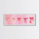 Ribbon Bow Canvas Print Light Pink Art Feminine Horizontal Wall Art Whimsical Artwork Living Room Wabi Sabi Decor Framed Print