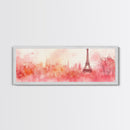 Eiffel Tower Blush Sky Canvas Print, Paris Landscape Art, Light Pink Wall Art, Romantic Artwork, Gift Idea For Her, Extra Wide Art
