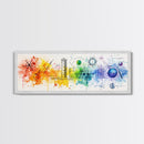 Vibrant Canvas Print of Colorful Science Art with Abstract Chemistry Diagrams, Therapy Art, Brain Art, Guest Room Art, Extra Wide Art