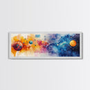 Framed Canvas Print of Cosmic Science Art with Space Diagrams, Therapy Art, Sacred Geometry Wall Art, Horizontal Living Room Art