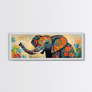 Elephant Wall Art Canvas Print with Colorful Abstract Design, Whimsical Art, African Art, Gift Idea, Bedroom Art, Farmhouse Decor
