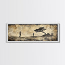 Vintage Golfers Landscape Framed Canvas Print – Rustic Wall Art, Golf Art, Horizontal Wall Art, Living Room Art, Tall Narrow Art