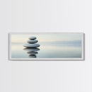 Zen Inspired Framed Canvas Print Minimalist Art Stacked Stones Calming Wabi Sabi Style Living Room Decor Neutral Wall Art
