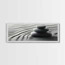 Coastal Harmony Framed Canvas Print Tranquil Pebbles Zen Reflection Nautical Decor Above Couch Living Room Wall Art