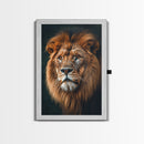 Majestic Lion Portrait Framed Canvas Print – African Art, Rustic Decor, Living Room Wall Art, Gift Idea Wildlife Inspired Home Art