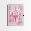 Pink Crystal Chandelier Canvas Print | Romantic Light Decor | Rustic Wall Art | Elegant Bedroom Art | Above Bed Wall Art | Farmhouse Decor