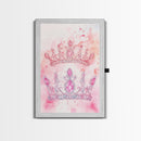 Twin jeweled crown painting featuring framed canvas print, whimsical art, light pink wall art, goddess art print, gift idea decor