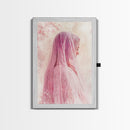 Feminine Veil Portrait Canvas Print Light Pink Wall Art Afrocentric Wall Art Moody Art Living Room Decor Romantic Room Aesthetic