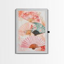 Japanese Fan Art Canvas Print Cherry Blossom Painting Chinoiserie Wall Art Boho Decor Vertical Wall Art Gift Idea Original