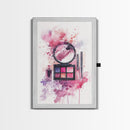 Makeup palette splash art vibrant beauty decor framed canvas print modern girly aesthetic perfect gift idea unique pink abstract art piece