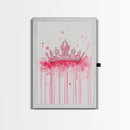 Pink Crown Canvas Print Framed Royal Aesthetic Art Whimsical Wall Art Light Pink Accent Bedroom or Living Room Rustic Decor Gift