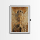Serene Angel Sculpture Framed Canvas Print Angels Wall Art Rustic Wall Art Therapy Art Sacred Peaceful  Art Living Room Décor