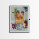 Whiskey Glass Canvas Print | Rustic Bar Kitchen Wall Art | Coastal Decor Martini Painting | Living Room Gift Idea for Him Art Print
