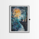 Magical Nightscape Framed Canvas Print Whimsical Fantasy Art Moody Wall Art Gift Idea Living Room Decor Dark Romantic Artwork