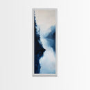 Misty Lake, pine tree art, moody art, mountain painting, wabi sabi art, blue and green wall art, Framed Canvas Print, rustic wall art