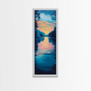Sunset reflection, lake painting, landscape art, smoky mountain art, wabi sabi art, vertical wall art, framed canvas print, moody art