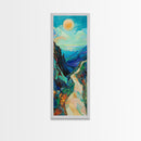 Mountain Painting, Canvas Print, sunset wall art, pink orange wall art, extra wide art, panoramic painting, landscape painting