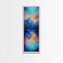 Mountain Reflection, landscape painting, lake Tahoe art, moody art, bedroom art, gift idea for him, Framed Canvas Print