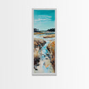 Marshland Stream, coastal landscape art, rustic wall art, farmhouse art, wabi sabi art, extra wide art, Canvas Print