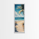 Tropical Beach, coastal painting, nautical decor, palm tree painting, Hawaii art, coastal cowgirl wall art, Framed Canvas Print