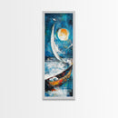 Sailboat, Moonlit Ocean, Nautical Wall Art, Coastal Landscape Art, Seascape Painting, Framed Canvas Print, Above Couch Art
