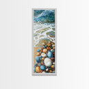 Pebble Beach Art, coastal painting, framed canvas print, beach house decor, nautical wall art, blue and green wall art