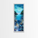 Underwater View, nautical painting, seascape painting, coral reef painting, blue and green wall art, Framed Canvas Print
