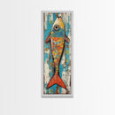 Koi fish painting, colorful fish art, nautical decor, rustic art, coastal cowgirl wall art, tall narrow art, canvas print