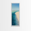 Tropical Shoreline, coastal painting, ocean landscape, blue and green wall art, framed canvas print, nautical decor, seascape art