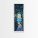 Sunset Pathway Art, Coastal Painting, Wabi Sabi Art, Above Bed Wall Art, Seascape Painting, Framed Canvas Print, Nautical Decor
