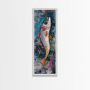 Fish Art, koi fish painting, fly fishing art, trout art, coastal decor, blue and green wall art, Canvas Print, living room art