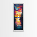 Ocean Waves, Pink Orange Sunset, Coastal Wall Art, Canvas Print, Surf Wall Art, Above Couch Art, Beach House Art