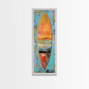 Surfboard Painting, Ocean Art, Canvas Print, Coastal Cowgirl Wall Art, Beach House Art, Tropical Art, Long Narrow Art