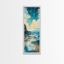 Coastal Landscape, Nautical Painting, Framed Canvas Print, Ocean Theme, Seascape Painting, Blue and Green Wall Art