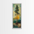 Tall Pine, wabi sabi art, rustic decor, pine tree art, nature inspired, farmhouse art, framed canvas print, above bed art