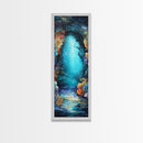 Underwater Cave, ocean painting, nautical wall art, coastal painting, seascape painting, framed canvas print, vertical wall art