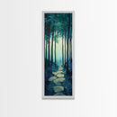 Forest Path, pine tree art, wabi sabi wall art, rustic decor, landscape painting, tall narrow art, green wall art, canvas print