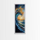 Ocean Wave Art, Surf Wall Art, Coastal Decor, Framed Canvas Print, Nautical Painting, Moody Art, Extra Wide Art, Seascape Painting