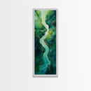 Emerald River, sage green wall art, framed canvas print, minimalist art, extra wide art, rustic decor, long narrow art